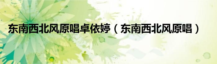 东南西北风原唱卓依婷(东南西北风原唱)