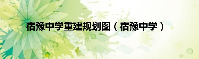 宿豫中学重建规划图(宿豫中学)