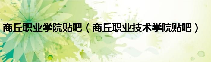 商丘职业学院贴吧(商丘职业技术学院贴吧)