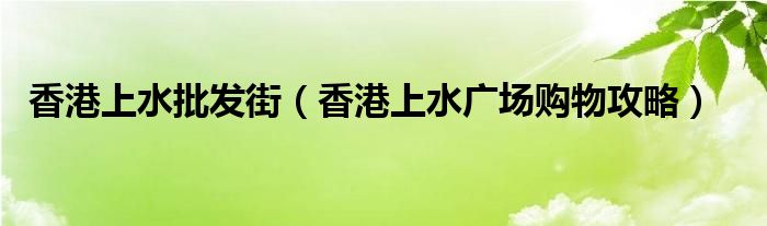 香港上水批发街(香港上水广场购物攻略)