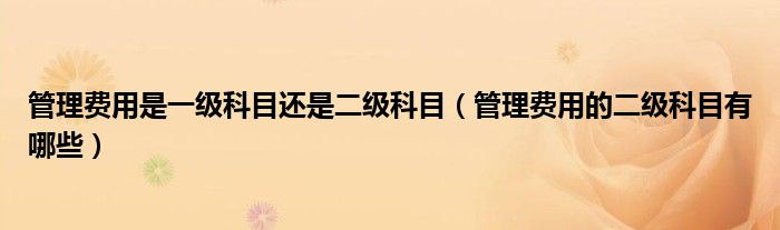 管理费用是一级科目还是二级科目(管理费用的二级科目有哪些)