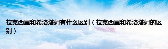 拉克西里和希洛塔姆有什么区别(拉克西里和希洛塔姆的区别)