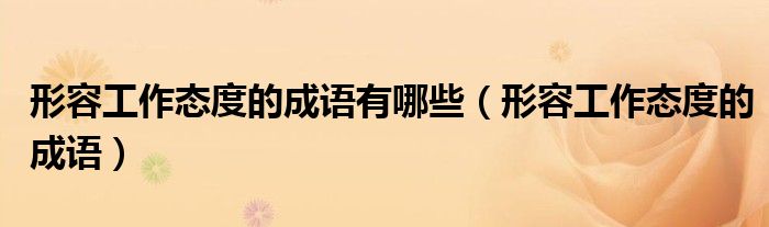 形容工作态度的成语有哪些(形容工作态度的成语)