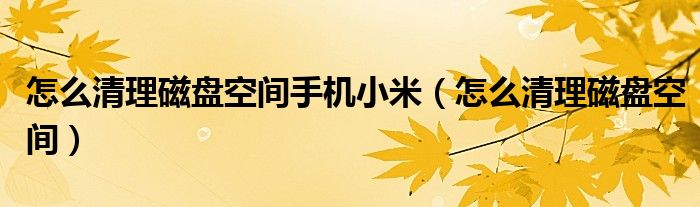 怎么清理磁盘空间手机小米(怎么清理磁盘空间)
