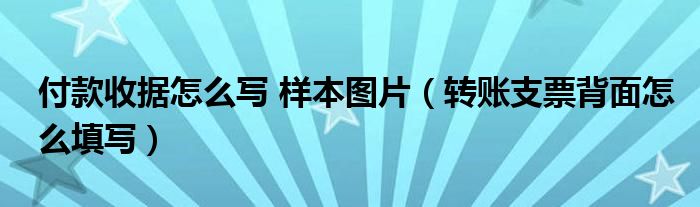 付款收据怎么写 样本图片(转账支票背面怎么填写)