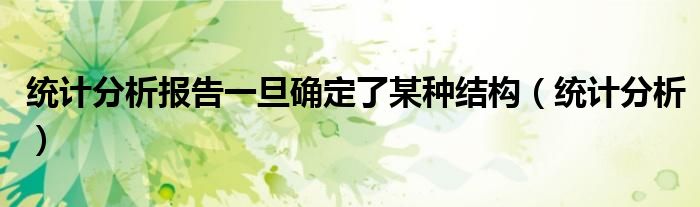 统计分析报告一旦确定了某种结构(统计分析)