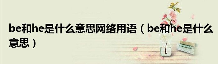 be和he是什么意思网络用语(be和he是什么意思)