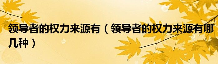 领导者的权力来源有(领导者的权力来源有哪几种)