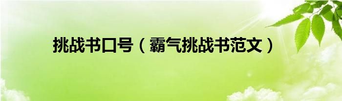 挑战书口号(霸气挑战书范文)