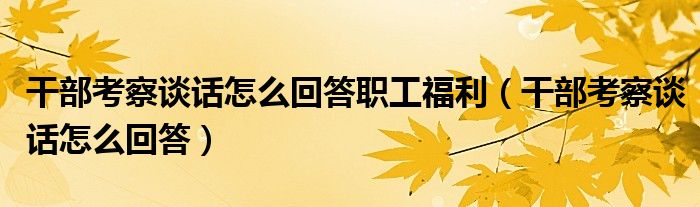 干部考察谈话怎么回答职工福利(干部考察谈话怎么回答)