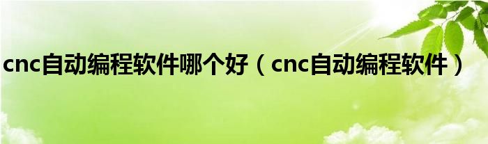 cnc自动编程软件哪个好(cnc自动编程软件)