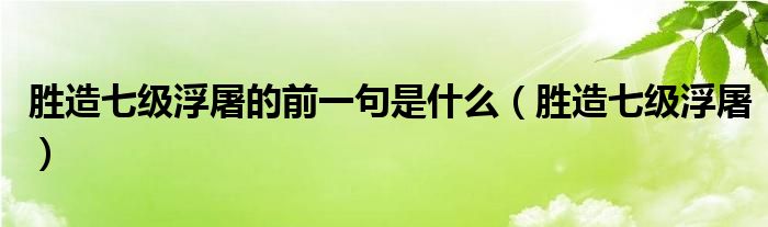 胜造七级浮屠的前一句是什么(胜造七级浮屠)