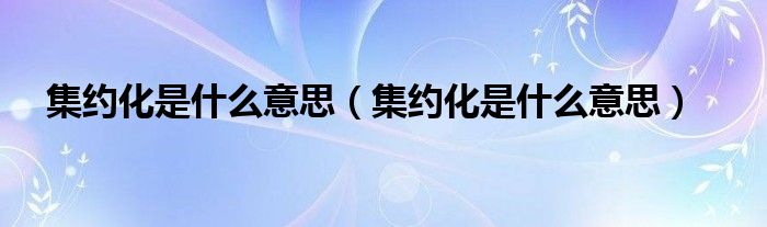 集约化是什么意思(集约化是什么意思)