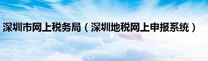 深圳市网上税务局(深圳地税网上申报系统)
