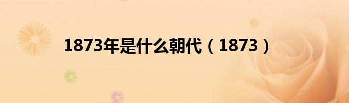 1873年是什么朝代(1873)