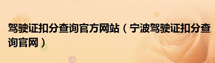 驾驶证扣分查询官方网站(宁波驾驶证扣分查询官网)