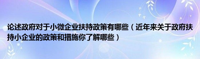 论述政府对于小微企业扶持政策有哪些(近年来关于政府扶持小企业的政策和措施你了解哪些)