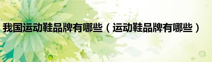 我国运动鞋品牌有哪些(运动鞋品牌有哪些)