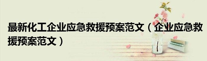 最新化工企业应急救援预案范文(企业应急救援预案范文)