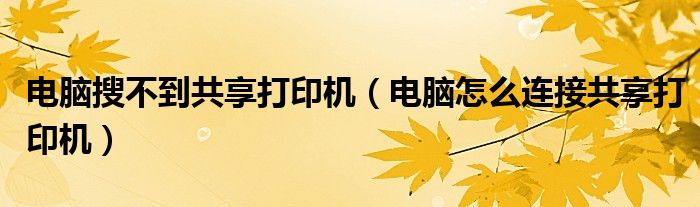 电脑搜不到共享打印机(电脑怎么连接共享打印机)