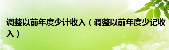 调整以前年度少计收入(调整以前年度少记收入)