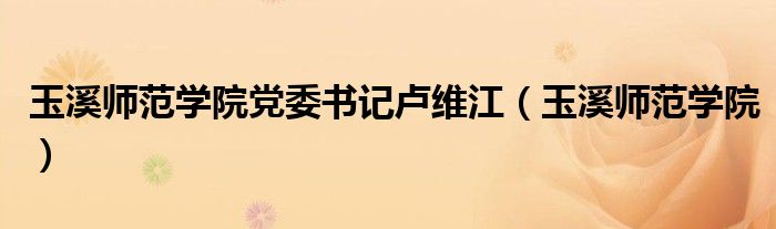 玉溪师范学院党委书记卢维江(玉溪师范学院)