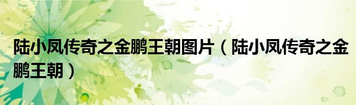 陆小凤传奇之金鹏王朝图片(陆小凤传奇之金鹏王朝)
