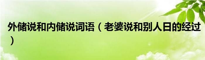 外储说和内储说词语(老婆说和别人日的经过)