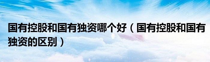 国有控股和国有独资哪个好(国有控股和国有独资的区别)