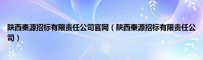 陕西秦源招标有限责任公司官网(陕西秦源招标有限责任公司)