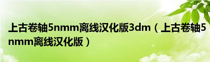 上古卷轴5nmm离线汉化版3dm(上古卷轴5nmm离线汉化版)