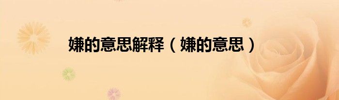 嫌的意思解释(嫌的意思)