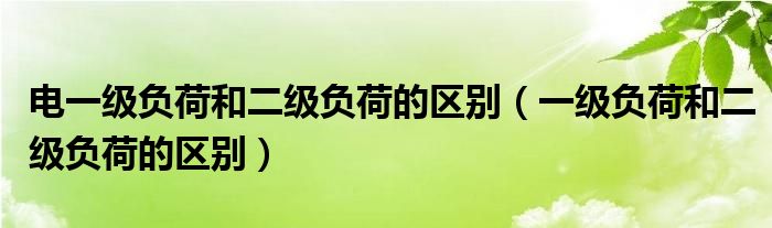 电一级负荷和二级负荷的区别(一级负荷和二级负荷的区别)