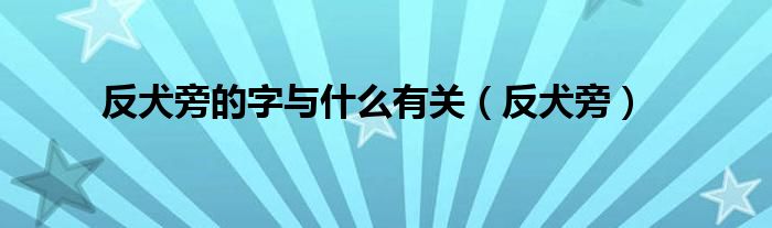 反犬旁的字与什么有关（反犬旁）