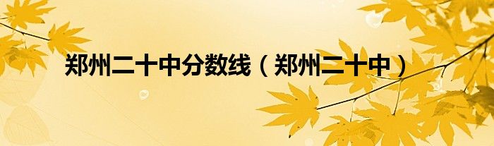 郑州二十中分数线(郑州二十中)