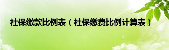 社保缴款比例表（社保缴费比例计算表）