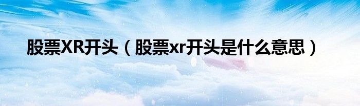 股票XR开头(股票xr开头是什么意思)