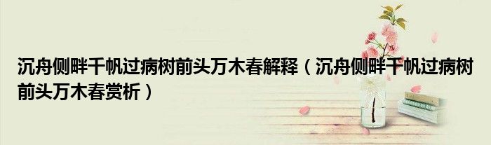 沉舟侧畔千帆过病树前头万木春解释(沉舟侧畔千帆过病树前头万木春赏析)