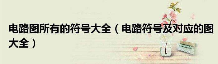 电路图所有的符号大全(电路符号及对应的图大全)