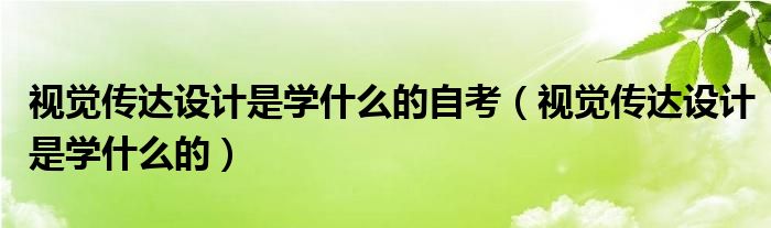 视觉传达设计是学什么的自考(视觉传达设计是学什么的)