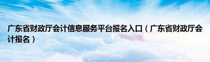广东省财政厅会计信息服务平台报名入口(广东省财政厅会计报名)