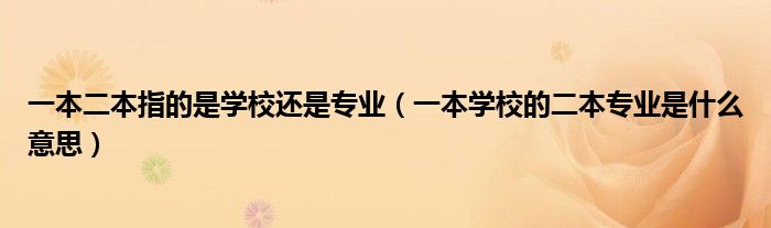 一本二本指的是学校还是专业(一本学校的二本专业是什么意思)