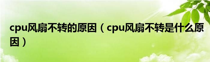 cpu风扇不转的原因(cpu风扇不转是什么原因)
