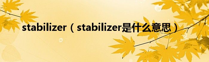 stabilizer(stabilizer是什么意思)
