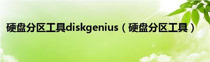 硬盘分区工具diskgenius(硬盘分区工具)