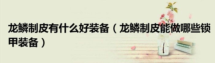 龙鳞制皮有什么好装备(龙鳞制皮能做哪些锁甲装备)