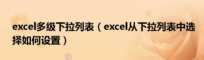 excel多级下拉列表(excel从下拉列表中选择如何设置)