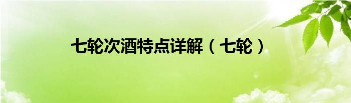 七轮次酒特点详解（七轮）