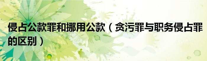 侵占公款罪和挪用公款(贪污罪与职务侵占罪的区别)