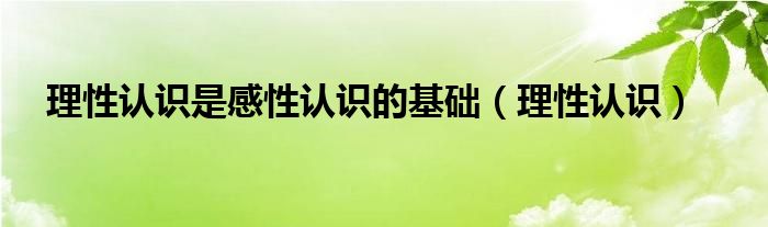 理性认识是感性认识的基础(理性认识)